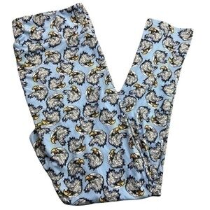 LuLaRoe Legging Pants Womens Size TC Light Blue Bald Eagle Head Print Leggings